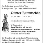 Traueranzeige Günter Buttenschön