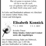 Traueranzeige Elisabeth Konnick
