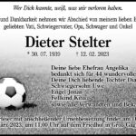 Traueranzeige Dieter Stelter