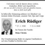 Traueranzeige Erich Rüdiger