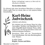 Danksagung Karl-Heinz Jadwischzok
