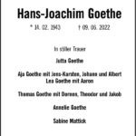 Traueranzeige Hans-Joachim Goethe