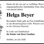 Danksagung Helga Beyer