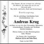 Danksagung Andreas Krug