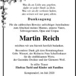 Danksagung Martin Reich