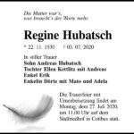 Traueranzeige Regine Hubatsch