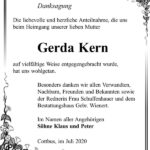 Danksagung Gerda Kern
