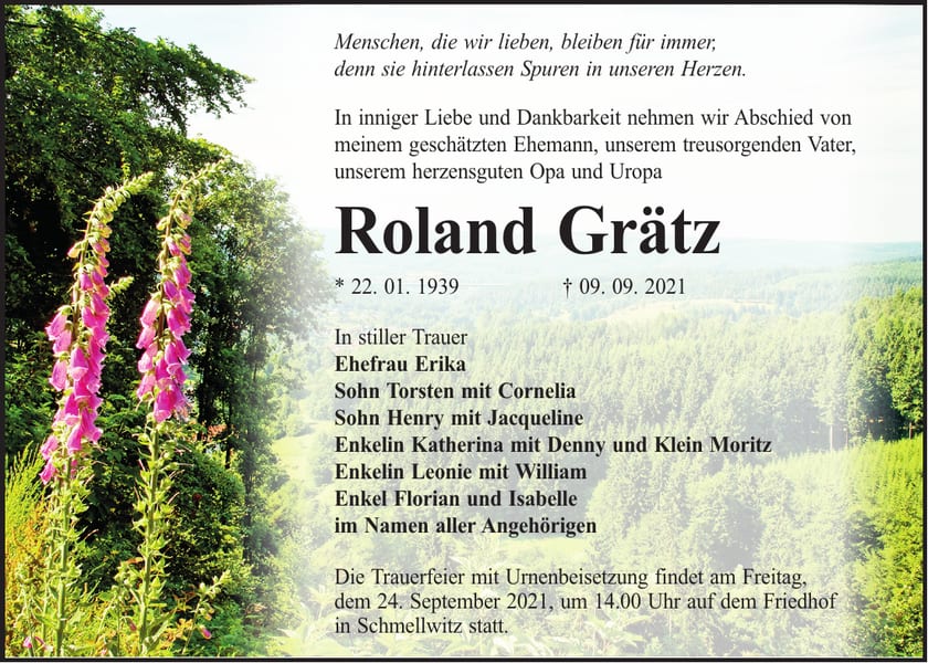 Traueranzeige Roland Grätz