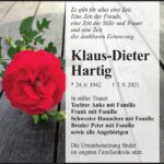Traueranzeige Klaus-Dieter Hartig