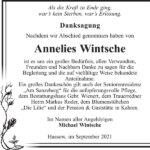 Danksagung Annelies Wintsche