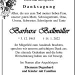 Danksagung Barbara Ballmüller
