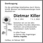 Danksagung Dietmar Killer