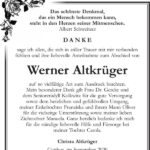 Danksagung Werner Altkrüger