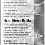 Danksagung Hans-Jürgen Balzke