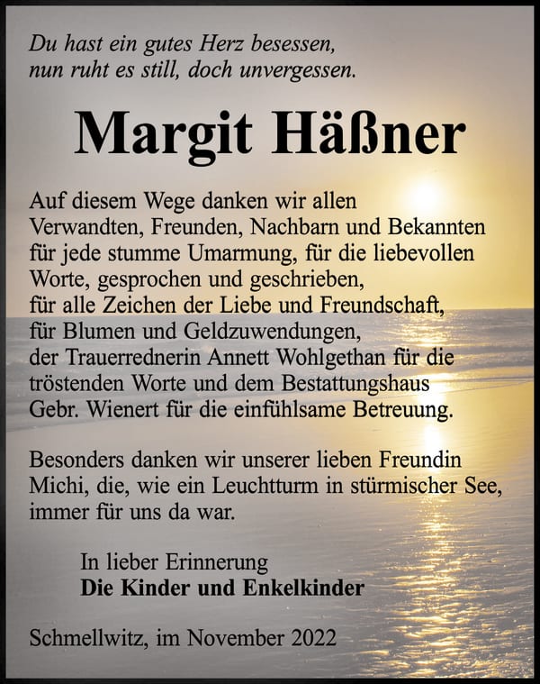 Danksagung Margit Häßner