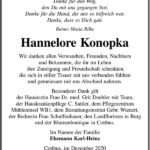 Danksagung Hannelore Konopka