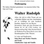 Danksagung Walter Rudolph