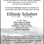 Traueranzeige Elfriede Schubert