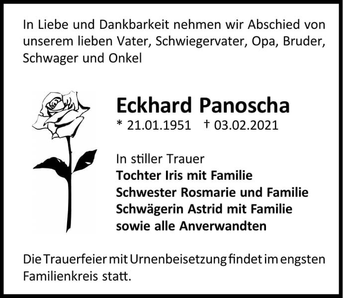 Traueranzeige Eckhard Panoscha