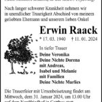 Traueranzeige Erwin Raack