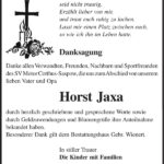 Danksagung Horst Jaxa