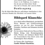 Danksagung Hildegard Klauschke