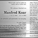 Traueranzeige Manfred Koar