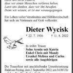 Traueranzeige Dieter Wycisk