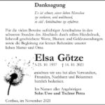 Danksagung Elsa Götze