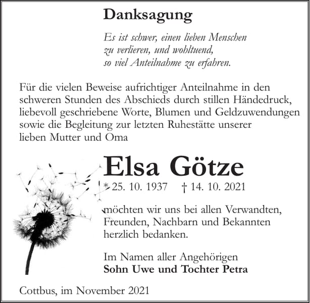 Danksagung Elsa Götze