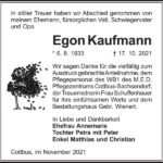 Danksagung Egon Kaufmann