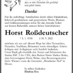 Danksagung Horst Roßdeutscher