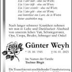 Traueranzeige Günter Weyh