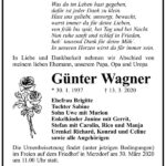Traueranzeige Günter Wagner