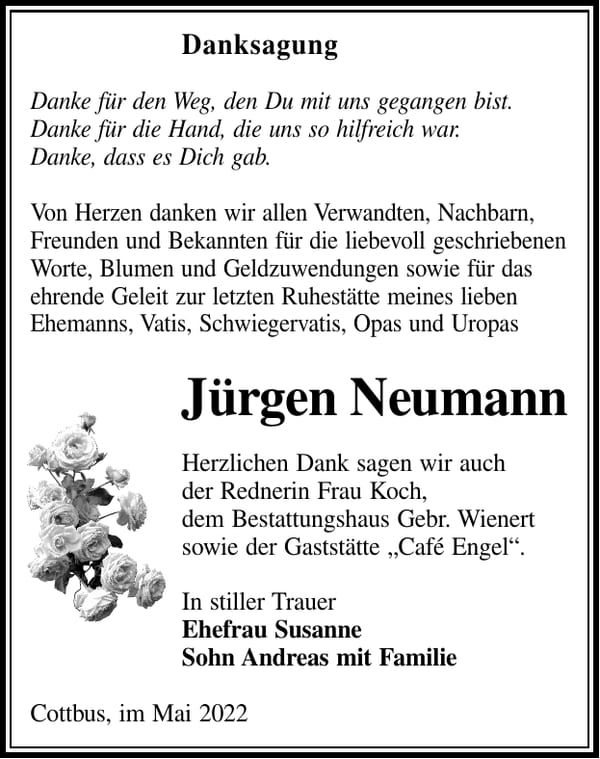 Danksagung Jürgen Neumann