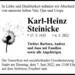 Traueranzeige Karl-Heinz Steinicke