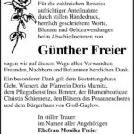 Danksagung Günther Freier