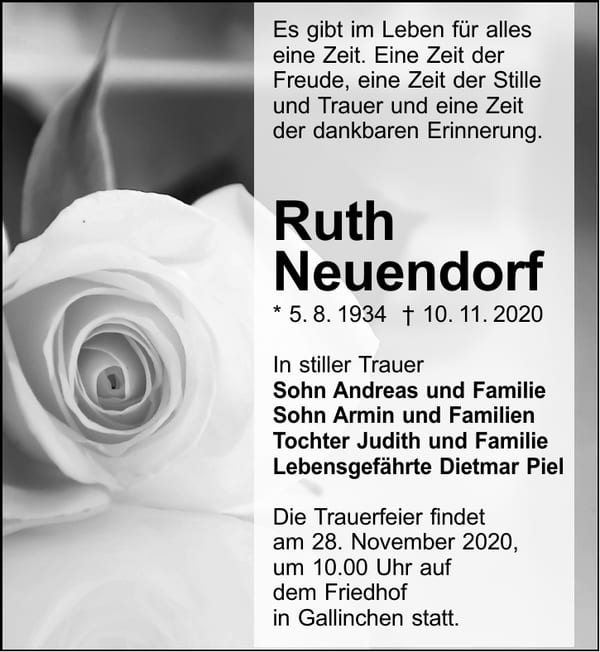 Traueranzeige Ruth Neuendorf
