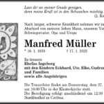 Traueranzeige Manfred Müller