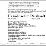 Traueranzeige Hans-Joachim Reinhardt