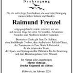 Danksagung Raimund Frenzel