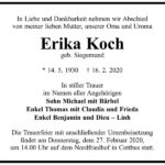Traueranzeige Erika Koch, geb. Siegemund