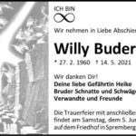 Traueranzeige Willy Buder