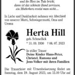 Traueranzeige Herta Hill, geb. Schmellick