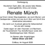 Danksagung Renate Münch