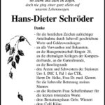 Danksagung Hans-Dieter Schröder