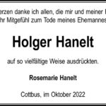 Danksagung Holger Hanelt