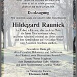 Danksagung Hildegard Raunick