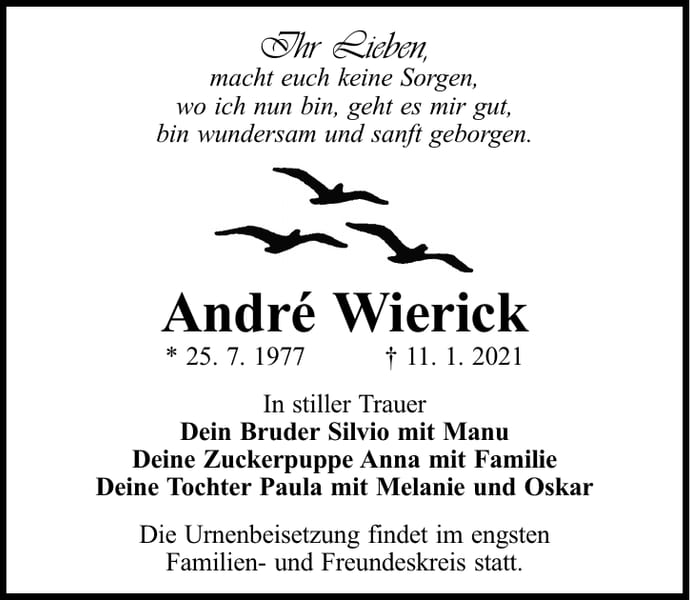 Traueranzeige André Wierick