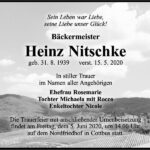 Traueranzeige Bäckermeister Heinz Nitschke